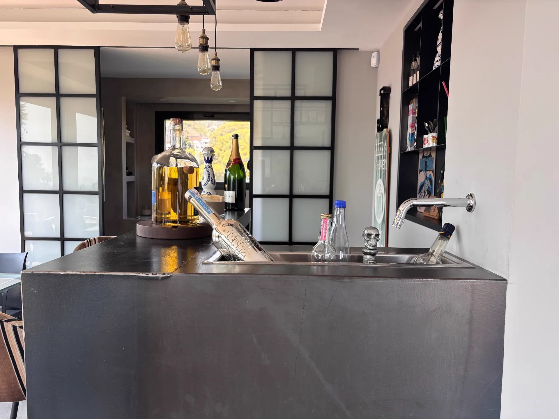 Bar sink used as an ice bucket for entertaining — Christina’s Home